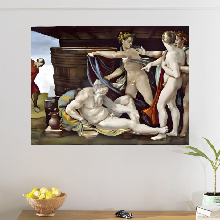 Tableau Michel Ange L'ivresse de Noe