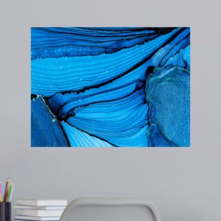 Tableau abstrait bleu aux nuances marines