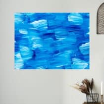 Tableau abstrait bleu l’énergie des coups de pinceau