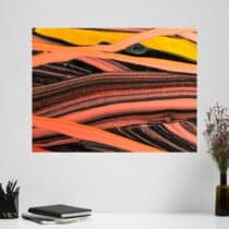 Tableau abstrait multicolore contemporain aux reflets intenses