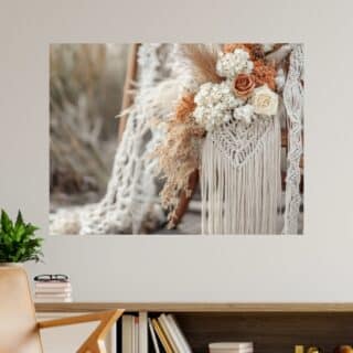 Tableau Bohème en macramé et fleurs séchées
