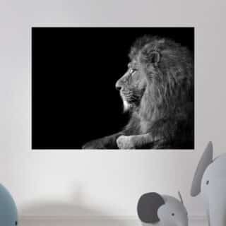 Tableau Lion de profil monochrome