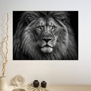 Tableau Lion Majestueux en noir et blanc