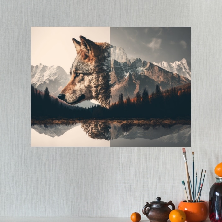 Tableau Loup et nature en harmonie