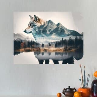 Tableau Loup Gardien d'un territoire sauvage