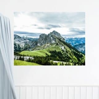 Tableau Montagne Nature Verte et Cimes Enneigées