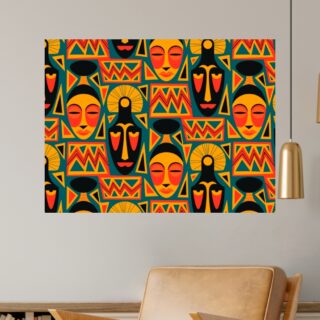 Tableau abstrait africain Masques traditionnels