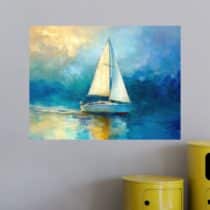 Tableau Bateau abstrait au coucher du soleil