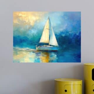 Tableau Bateau abstrait au coucher du soleil