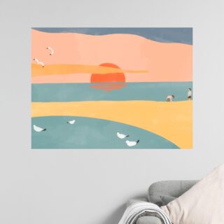 Tableau Bord de mer abstrait une lueur d’un soir d’été