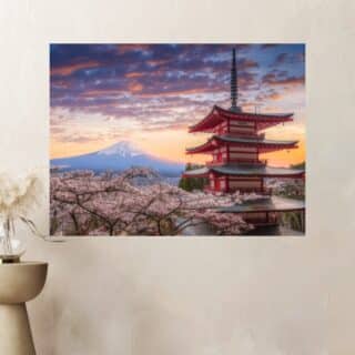 Tableau japonais sérénité au pied du Fuji
