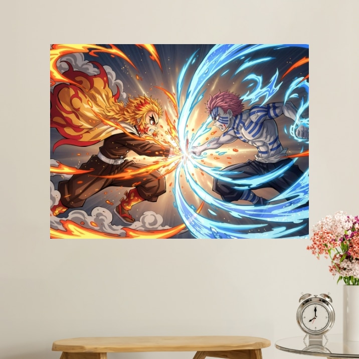 Tableau Demon Slayer Rengoku contre Akaza