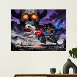 Tableau One Piece Luffy contre Kaido sur Onigashima