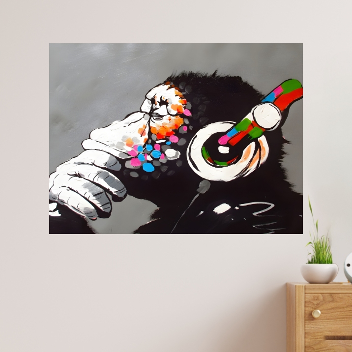 Tableau singe banksy Pensée Colorée