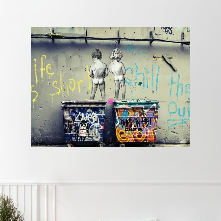 Tableau Banksy Life is Short Street Art