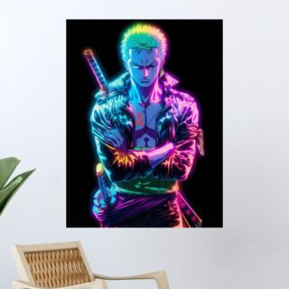 Tableau One Piece Roronoa Zoro Neon