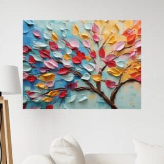 Tableau peinture art arbre coloré