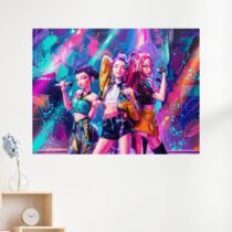 Tableau Kpop Demon Hunters Néon Peinture Brushée