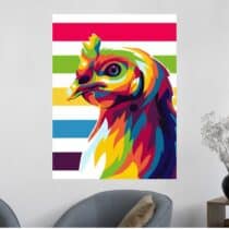 Tableau Coq Multicolore Pop Art Moderne