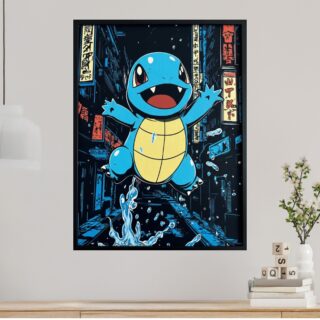 Tableau Pokémon Carapuce Ambiance Japonaise Tokyo Nuit