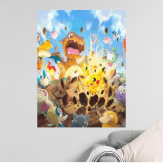 Tableau Pokémon Pikachu et Dracaufeu explosion de puissance