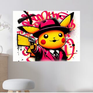 Tableau Pokémon Pikachu Gangster Street Art Graffiti