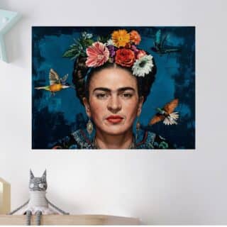 Tableau Frida Kahlo Fleurs et Papillons Vivant