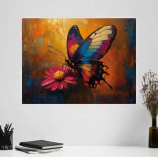 Tableau Papillon sur Fleur Nature Coloré