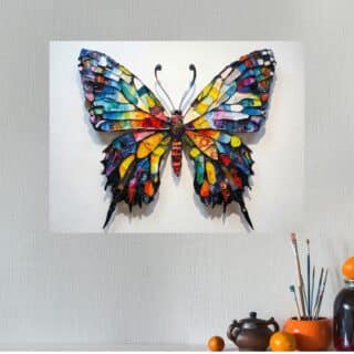 Tableau Papillon Vitrail Coloré Artistique