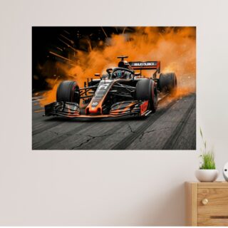 Tableau Formule 1 Fond Orange Éclatant