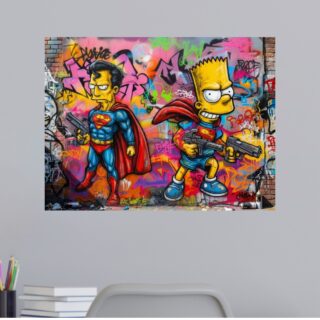 Tableau Bart et Clark Kent Graffiti Urbain