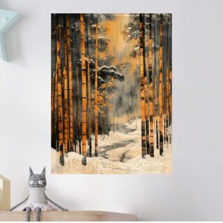 Tableau Bambou sous la Neige Art Japonais