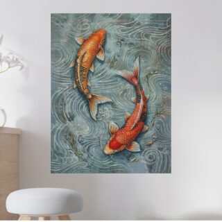 Tableau Carpe Koï Flux Éternel Art Japonais