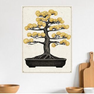 Tableau Bonsaï Doré Art Japonais