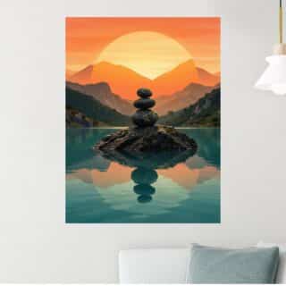 Tableau Zen Pierres Empilées Feng Shui Moderne