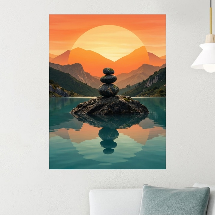 Tableau Zen Pierres Empilées Feng Shui Moderne
