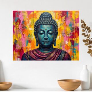 Tableau Zen Bouddha Coloré Explosion de Lumière