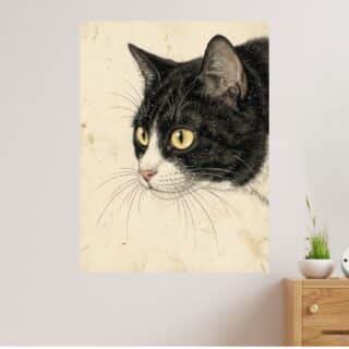 Tableau Chat Curieux Art Japonais