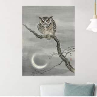 Tableau Hibou sur Branche Nue Art Japonais