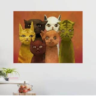 Tableau Chat Les Compagnons Colorés