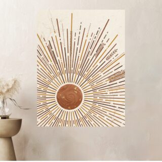 Tableau Boho Soleil Rayonnant Terracotta Minimaliste