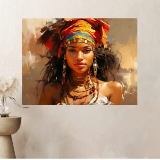 Tableau Africain Portrait Féminin Lumineux Art Ethnique
