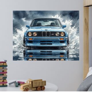 Tableau BMW Bleue Dynamique Illustration Moderne