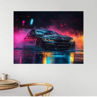 Tableau BMW Noire Néon Coloré