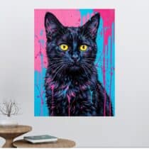 Tableau Chat Bleu Pop Art Design