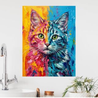 Tableau Chat Doux Multicolore Pop Art