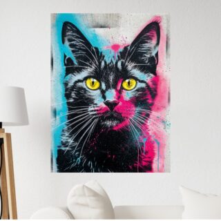 Tableau Chat Floral Pop Art Élégant