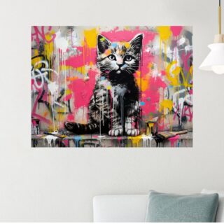 Tableau Chat Pop Art Tacheté Coloré