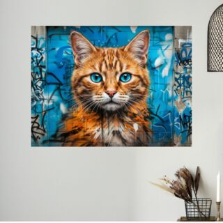 Tableau Chat Yeux Bleus Pop Art Hypnotique