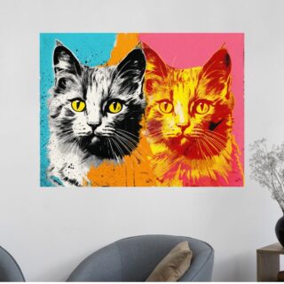 Tableau Chats Frères Pop Art Coloré